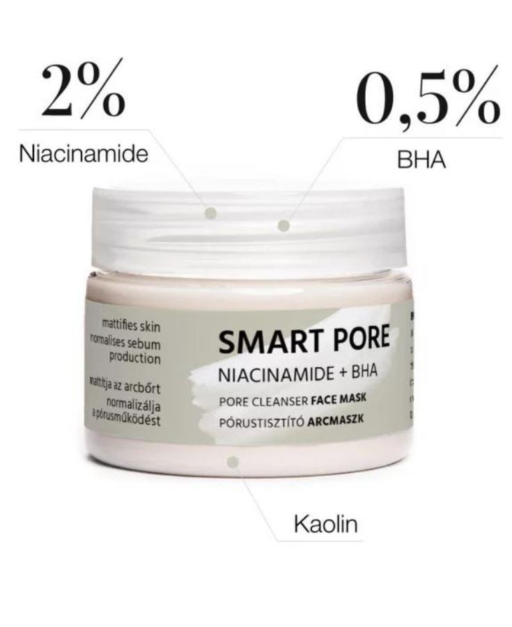 PomPom SMART PORE Niacinamide + BHA Pórustisztító Arcmaszk